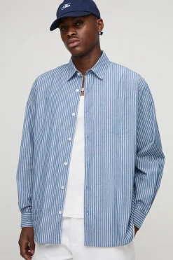 Chemise rayée oversize pour homme à manches longues