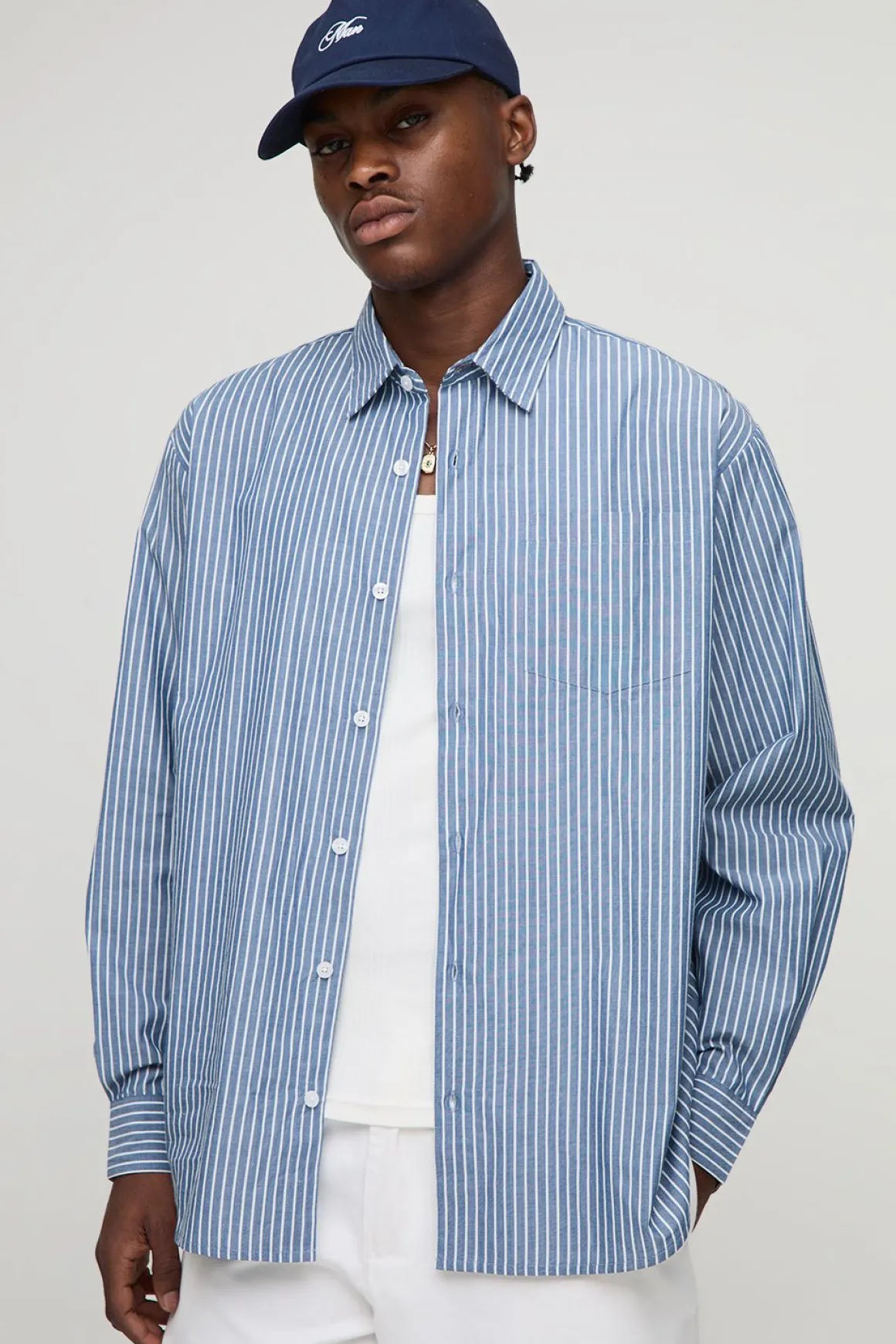 Chemise rayée oversize pour homme à manches longues
