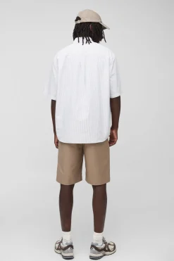 Chemise rayée surdimensionnée à manches courtes