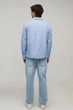 Chemise À Rayures Brodées Coupe Regular