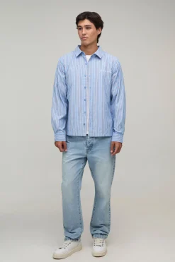 Chemise À Rayures Brodées Coupe Regular