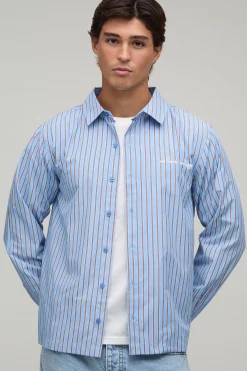 Chemise À Rayures Brodées Coupe Regular