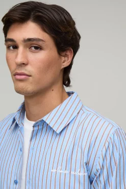 Chemise À Rayures Brodées Coupe Regular