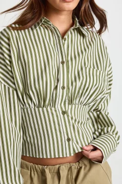 Chemise À Rayures Cintrée À La Taille