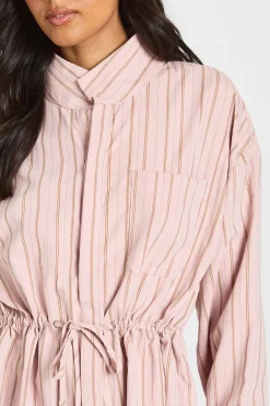 boohoo Chemise À Rayures Col Montant Avec Taille Cintrée<Femme Tops