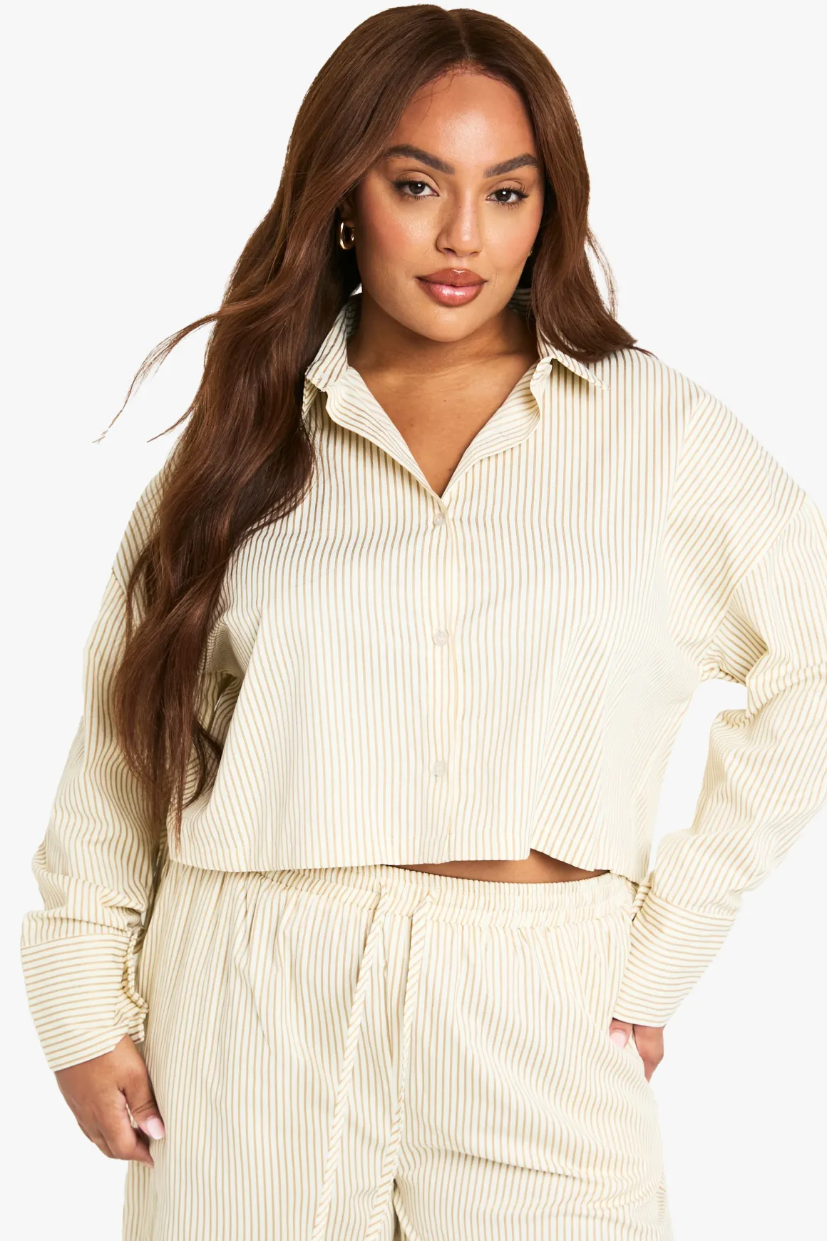 Chemise à rayures cropped Boxy Plus