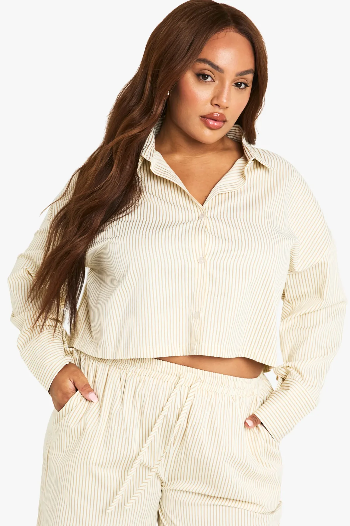Chemise à rayures cropped Boxy Plus