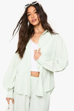 boohoo Chemise à rayures en coupe décontractée<Femme Tops