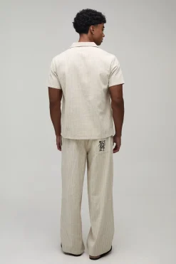 Chemise À Rayures En Mélange De Lin Coupe Regular Avec Poche Brodée