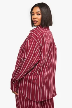 boohoo Chemise à rayures oversize Plus<Femme Tops D’Automne|Looks De Rentrée