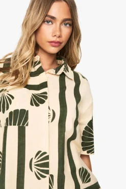 Chemise resort en lin à imprimé Shell Print Linen Resort Shirt