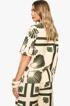 Chemise resort en lin à imprimé Shell Print Linen Resort Shirt