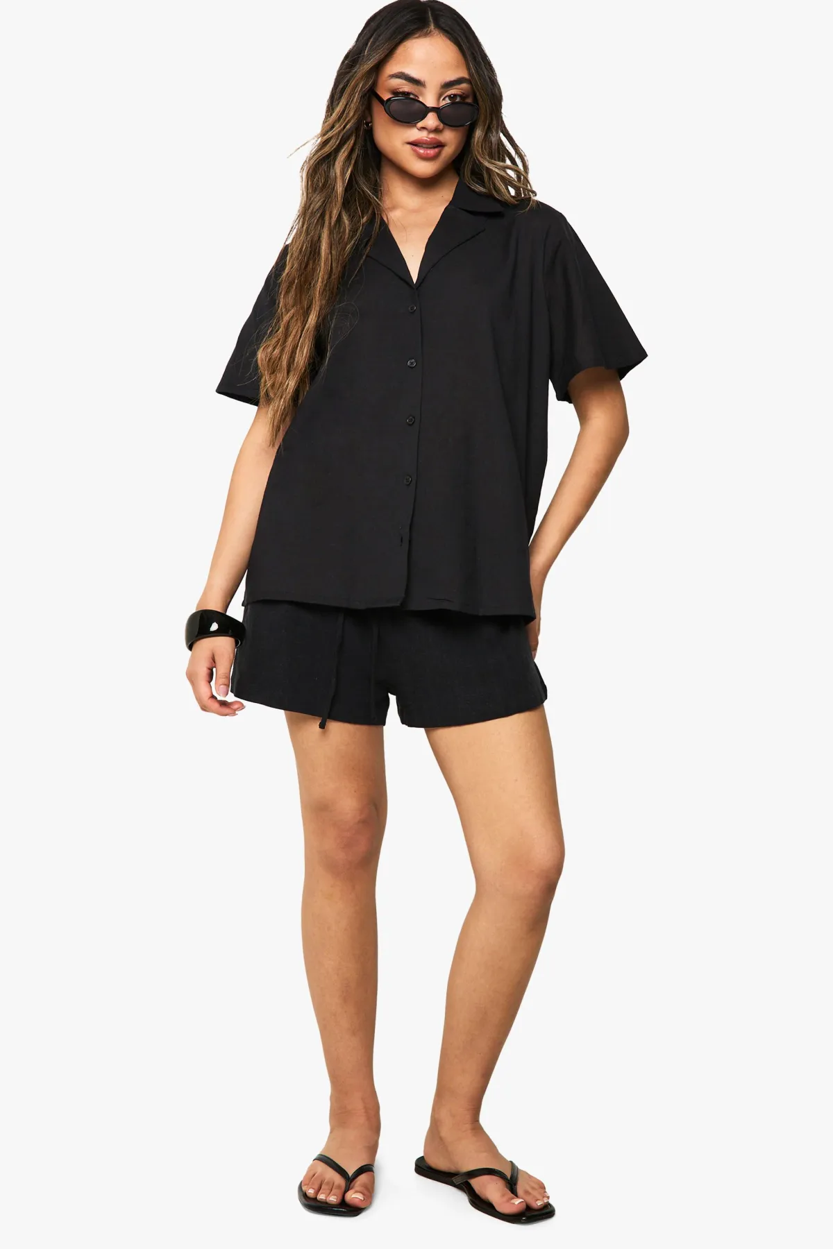 boohoo Chemise resort à manches courtes oversize<Femme Tops