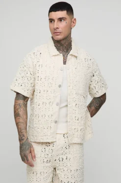boohooMAN Chemise Revere Boxy Grande Taille Ultra-Délabrée<Homme Denim|Tout Afficher