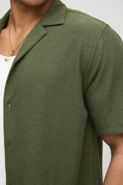 Chemise Revere à coupe régulière en motif honeycomb et gaufre