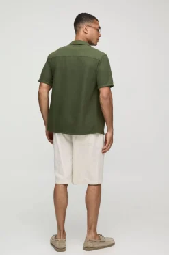 Chemise Revere à coupe régulière en motif honeycomb et gaufre