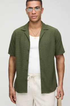 Chemise Revere à coupe régulière en motif honeycomb et gaufre