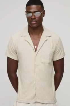 Chemise Revere en tissu éponge, coupe régulière