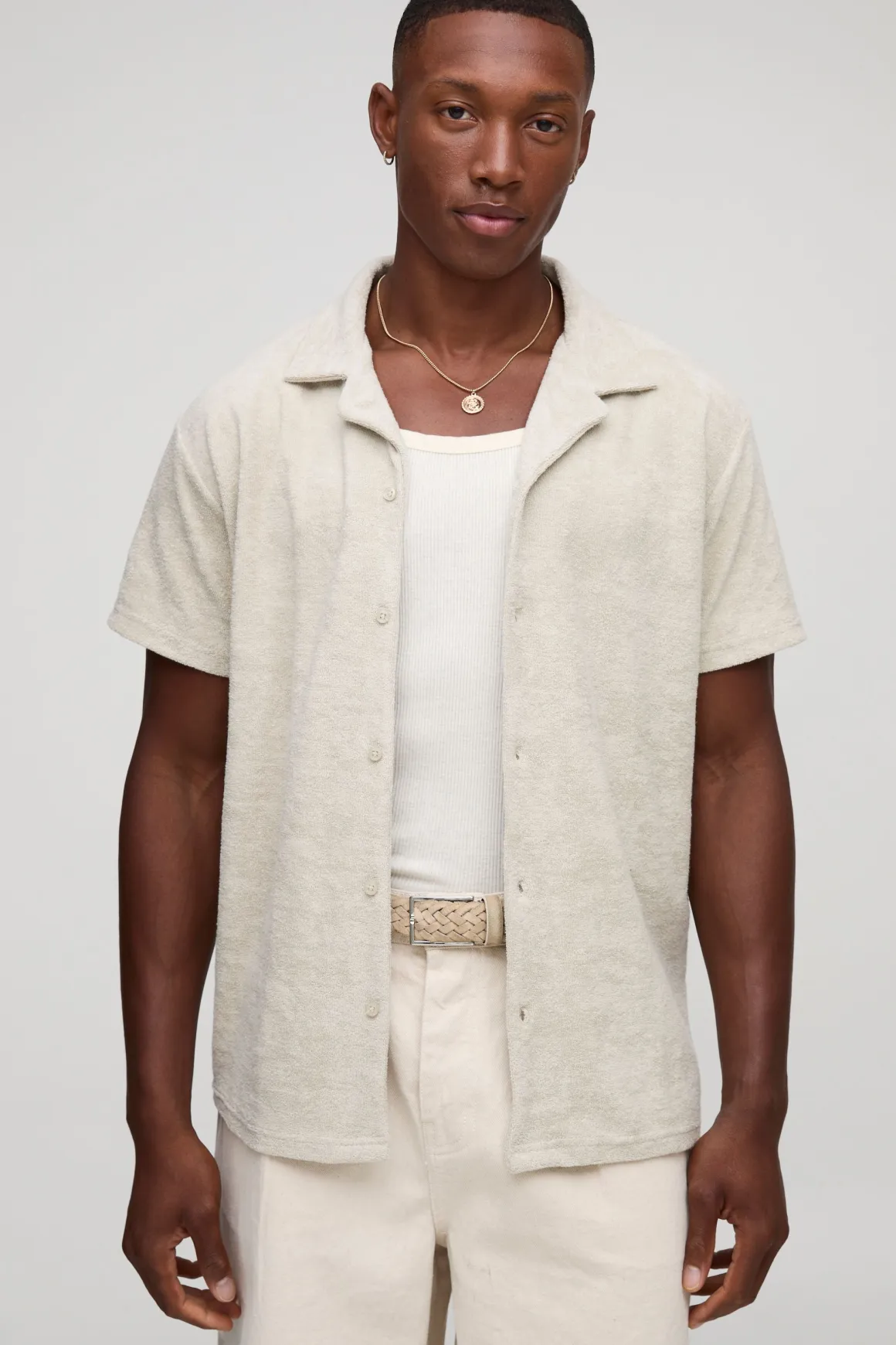 Chemise Revere en tissu éponge coupe régulière