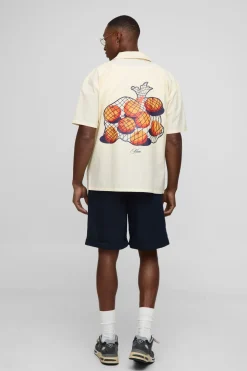 boohooMAN Chemise Revere à imprimé fruitier et rayures surdimensionnée<Homme Chemises