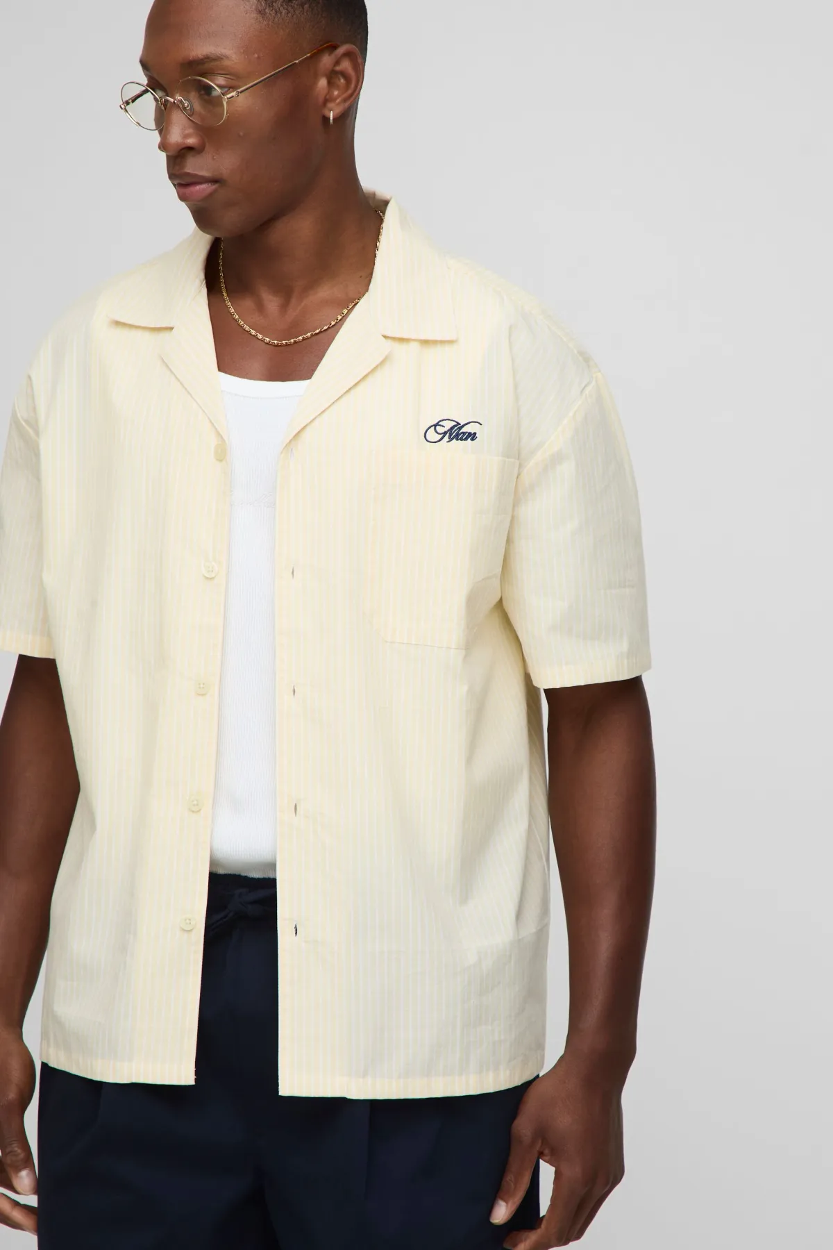 boohooMAN Chemise Revere à imprimé fruitier et rayures surdimensionnée<Homme Chemises