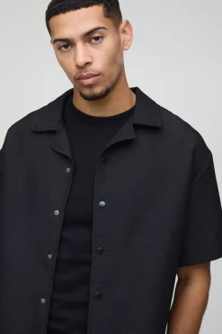 Chemise Revere oversize, au style boxy, abstraite et matelassée