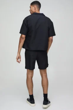 Chemise Revere oversize, au style boxy, abstraite et matelassée