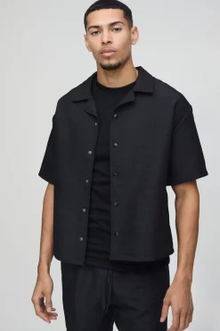 Chemise Revere oversize, au style boxy, abstraite et matelassée