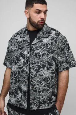 boohooMAN Chemise Revere Oversized Plus Tropical Tapestry<Homme Chemises Grande Taille|Chemises