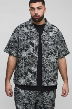 boohooMAN Chemise Revere Oversized Plus Tropical Tapestry<Homme Chemises Grande Taille|Chemises