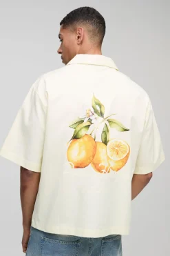 boohooMAN Chemise Revere oversize à imprimé citron<Homme Chemises