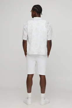 Chemise Revere surdimensionnée en slub feuille