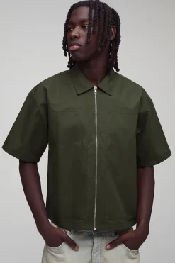Chemise ripstop surdimensionnée à coupe carrée et panneaux style ouvrier