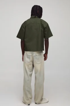 Chemise ripstop surdimensionnée à coupe carrée et panneaux style ouvrier