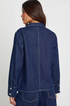 boohoo Chemise Rugby À Col En Denim<Femme Denim|Denim