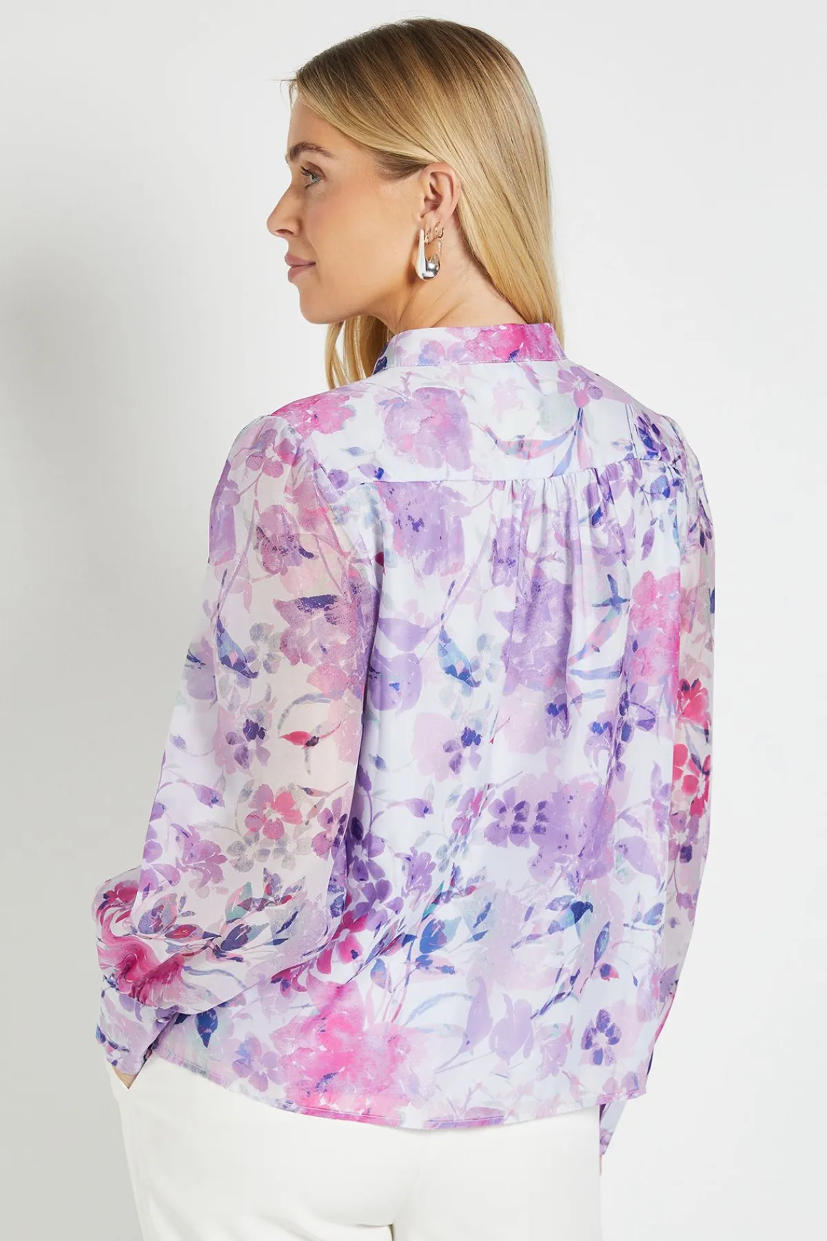 Wallis Chemise Sans Col En Organza Fleuri Petite Taille<Femme Tops