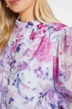 Wallis Chemise Sans Col En Organza Fleuri Petite Taille<Femme Tops