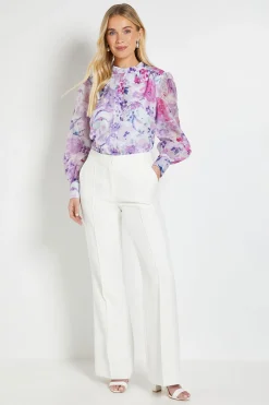 Wallis Chemise Sans Col En Organza Fleuri Petite Taille<Femme Tops