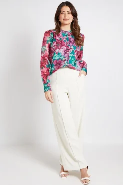 Chemise Sans Col En Organza Fleuri