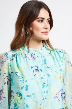 Chemise Sans Col En Organza À Motif Floral