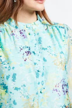 Chemise Sans Col En Organza À Motif Floral