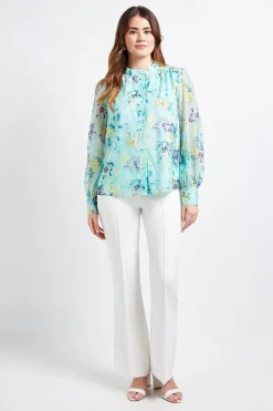 Chemise Sans Col En Organza À Motif Floral