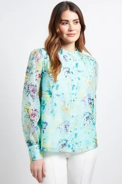 Chemise Sans Col En Organza À Motif Floral
