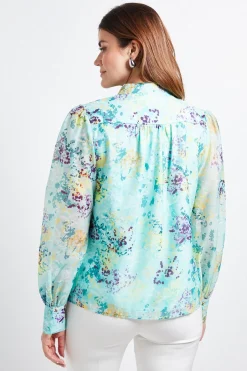 Chemise Sans Col En Organza À Motif Floral
