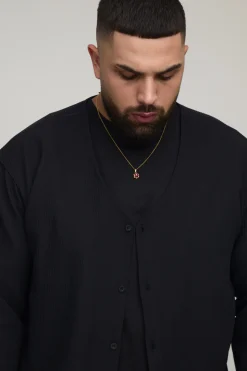 boohooMAN Chemise sans col, oversize, à coupe boxy et plis accentués<Homme Chemises Grande Taille|Chemises
