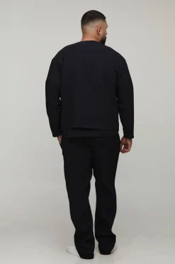 boohooMAN Chemise sans col, oversize, à coupe boxy et plis accentués<Homme Chemises Grande Taille|Chemises