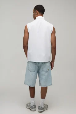 boohooMAN Chemise Sans Manches Coupe Régulière Avec Cravate<Homme Chemises