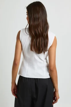boohoo Chemise Sans Manches En Coton À Col Cheminée<Femme Tops