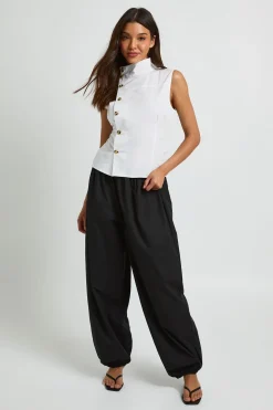 Chemise Sans Manches En Coton À Col Cheminée