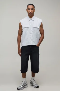 Chemise Sans Manches Oversize À Rayures Coupe Carrée